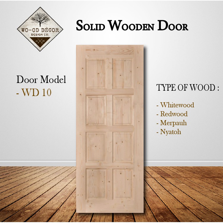 Whitewood Solid Wooden Door Pintu  Kayu  Solid Door WD 