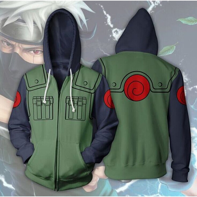 naruto hatake kakashi anime hoodies men adult zip up cardigan sweatshirt  cosplay costume