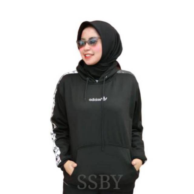 hoodie adidas hitam