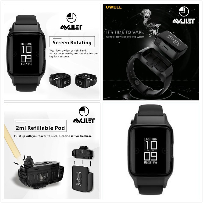 Original Uwell Amulet Watch Pod Mod Starter Kit 2ml Cartridge 370mah Battery Shopee Malaysia
