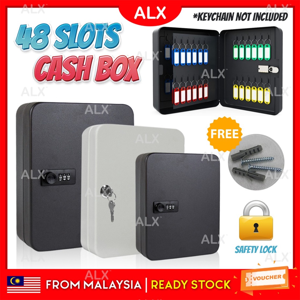 ALX 48 Slots Dial Security Safety Key Box Personal Home Office Safe Door Storage Documents Kunci Peti Keselamatan 带锁保险箱