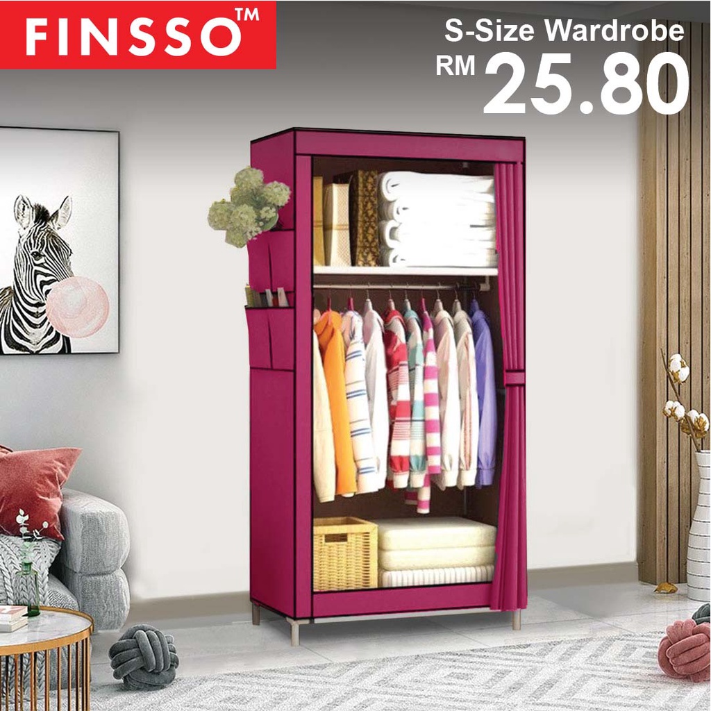 READY STOCK FINSSO: Wardrobe Almari Baju Rak Baju Clothes Organization Storage Rack Cabinet