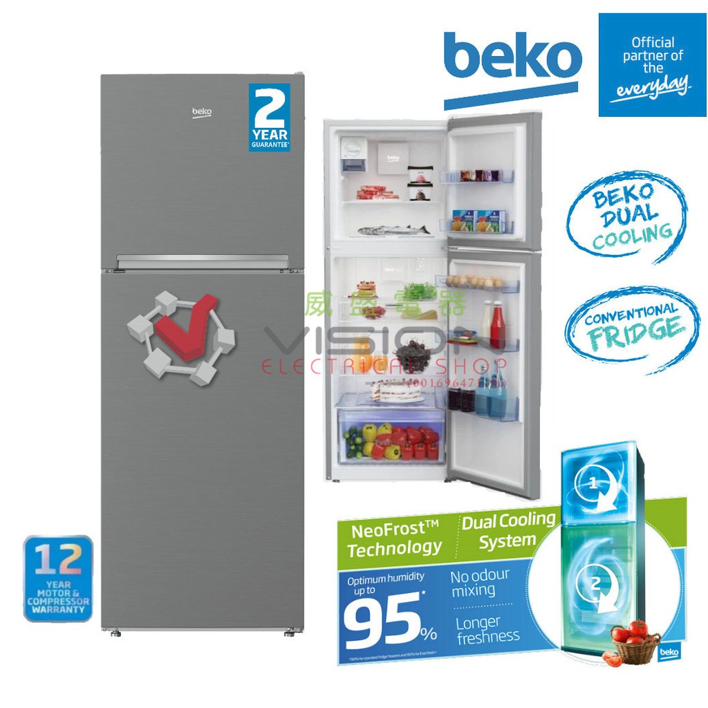 New: Beko 360L 2 Door Fridge 12 Years ProSmart Inverter 