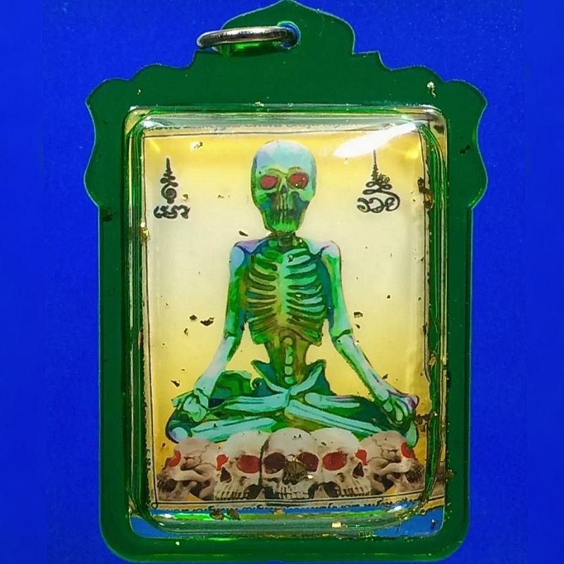 BLACK MAGIC LEGENDARY SKULL PHRA KHUNPAEN PRAI SKELETON HUNT MONEY LOVE CHARM PROTECTIVE RARE THAI BUDDHA AMULET PENDANT