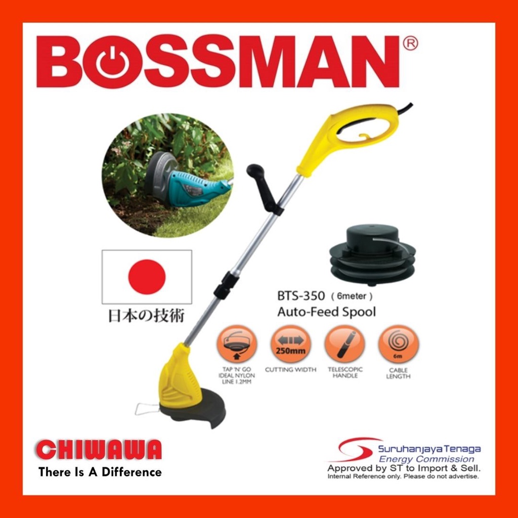BOSSMAN Electric Grass Trimmer 350W BGTE-350 / BGTE 350 / BGTE350 Mesin Gunting / Potong Rumput