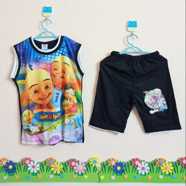 Clear Stock UPIN IPIN Peace Kids Singlet Set Small Murah Clear Stock UPIN IPIN Peace Kids Singlet Set Small Murah