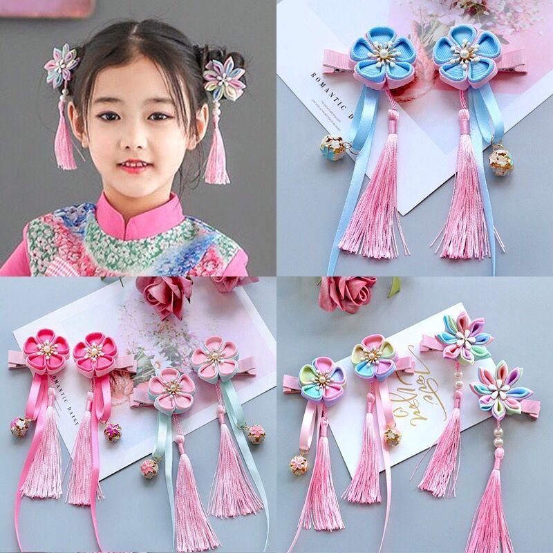 Kids Hair Clips Girls Hair Accessories Chinese Retro Style Hanfu