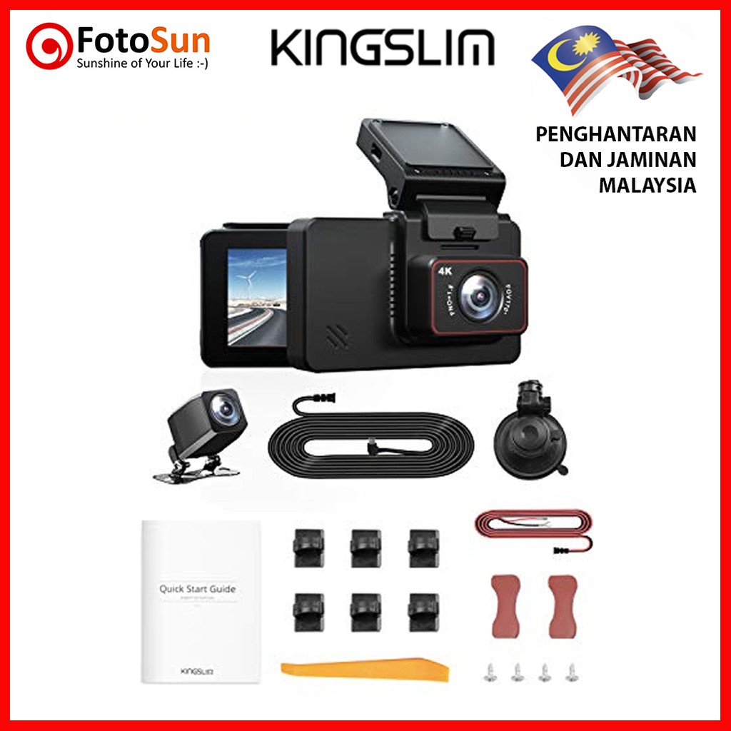 KINGSLIM D4 4K Dual Dash Cam with Built-in Wi-Fi GPS, Front 4K/2.5K ...