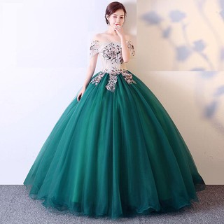 green and white gown