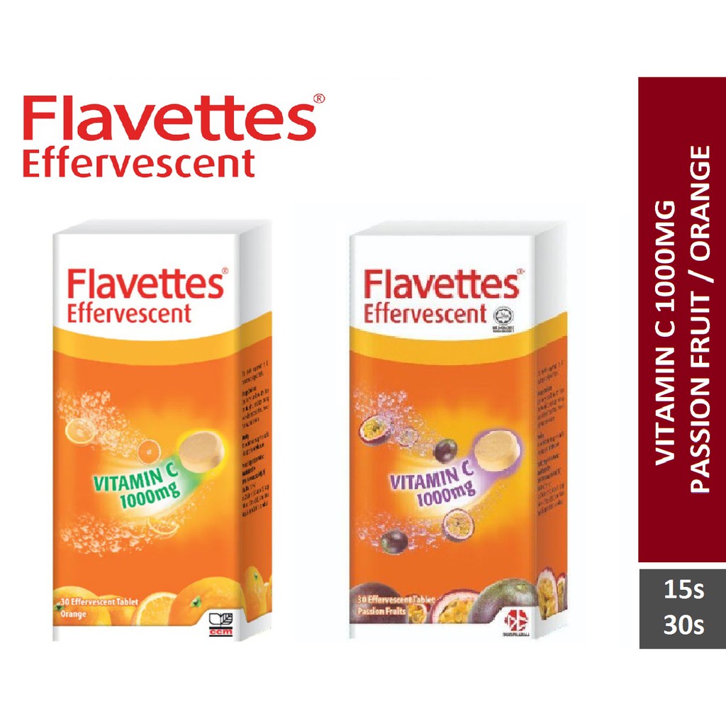 Flavettes Effervescent Vitamin C 1000mg Effervescent Tablets Orange 30s Passion Fruit 30s Vitamin C Zinc Vital Shopee Malaysia