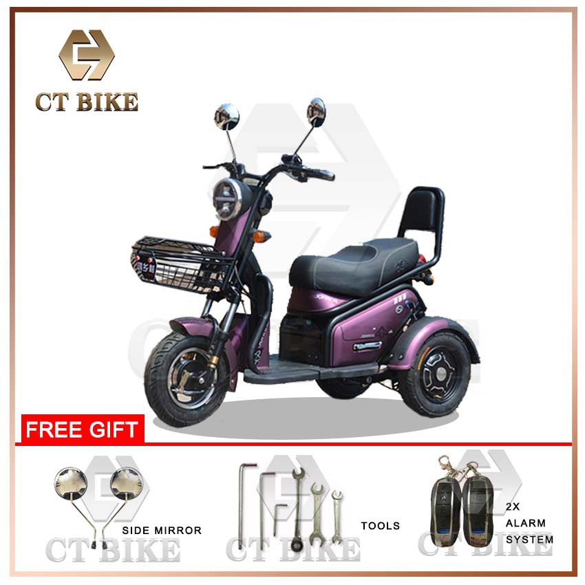 Ct Bike 3 Wheel Tricycle Electric Scooter 48v12ah Basikal Elektrik 3 Roda 三轮电动 Shopee Malaysia