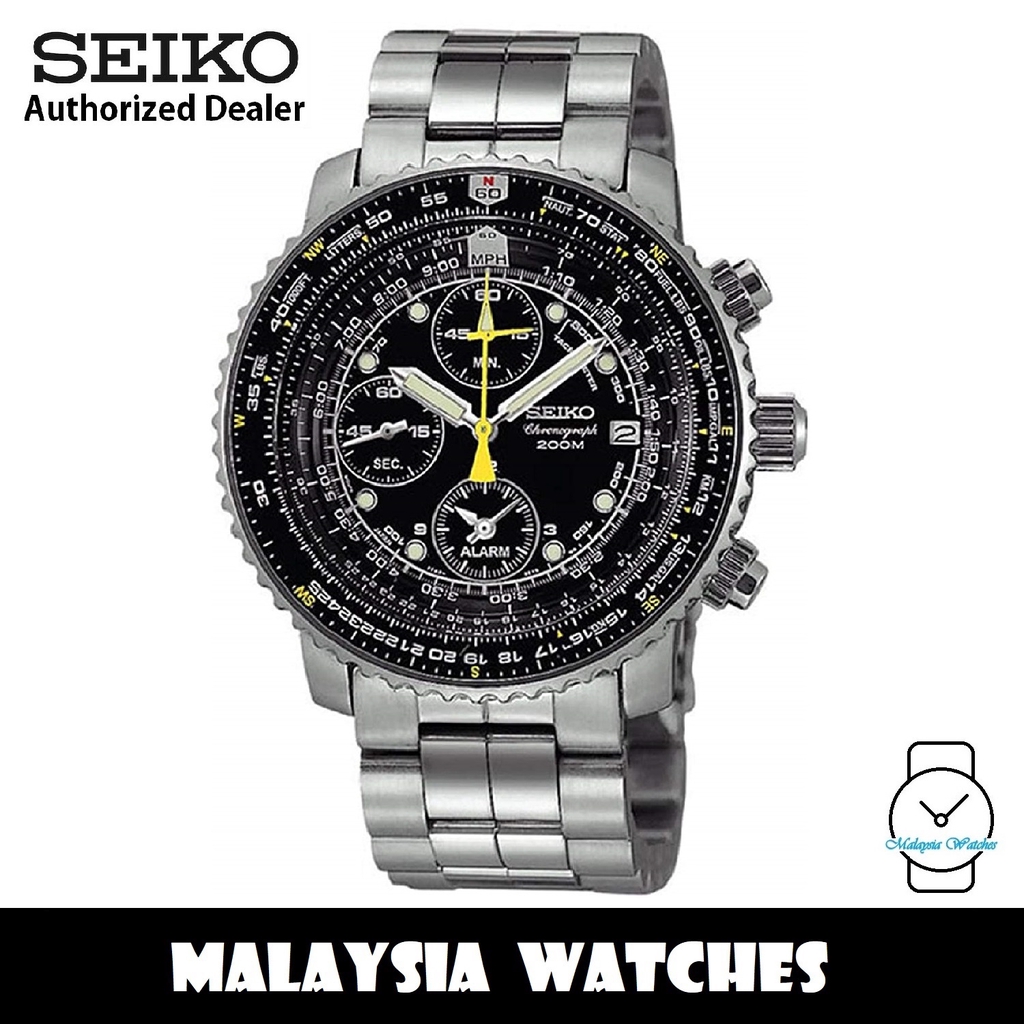 Seiko Men's SNA411P1 Quartz Pilot's FlightMaster Alarm Chronograph 200M  Stainless Steel Watch | Shopee Malaysia