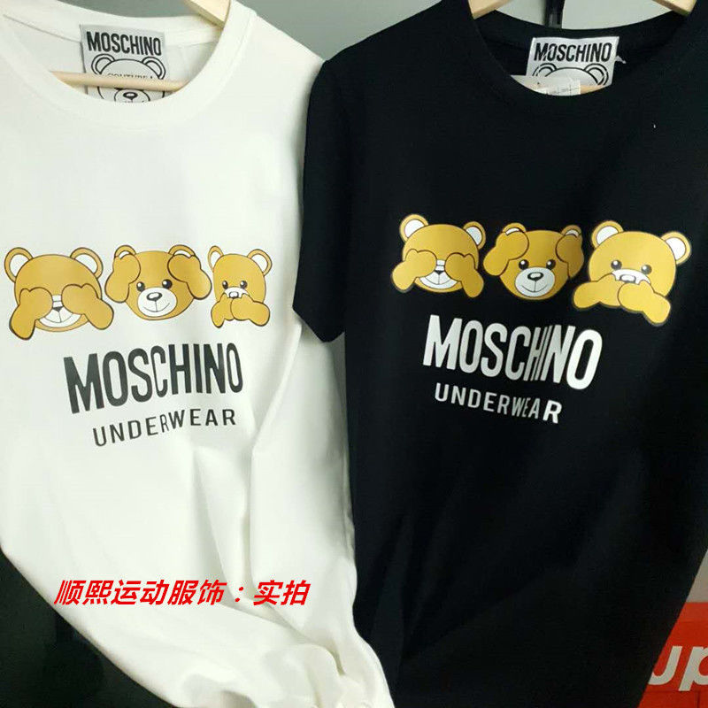 Summer Moschino T Shirt Three Bears Cotton Crew Neck Moschino Short Sleeve Men And Women S Fashion Brand Nic Shopee Malaysia - nic t shirt roblox