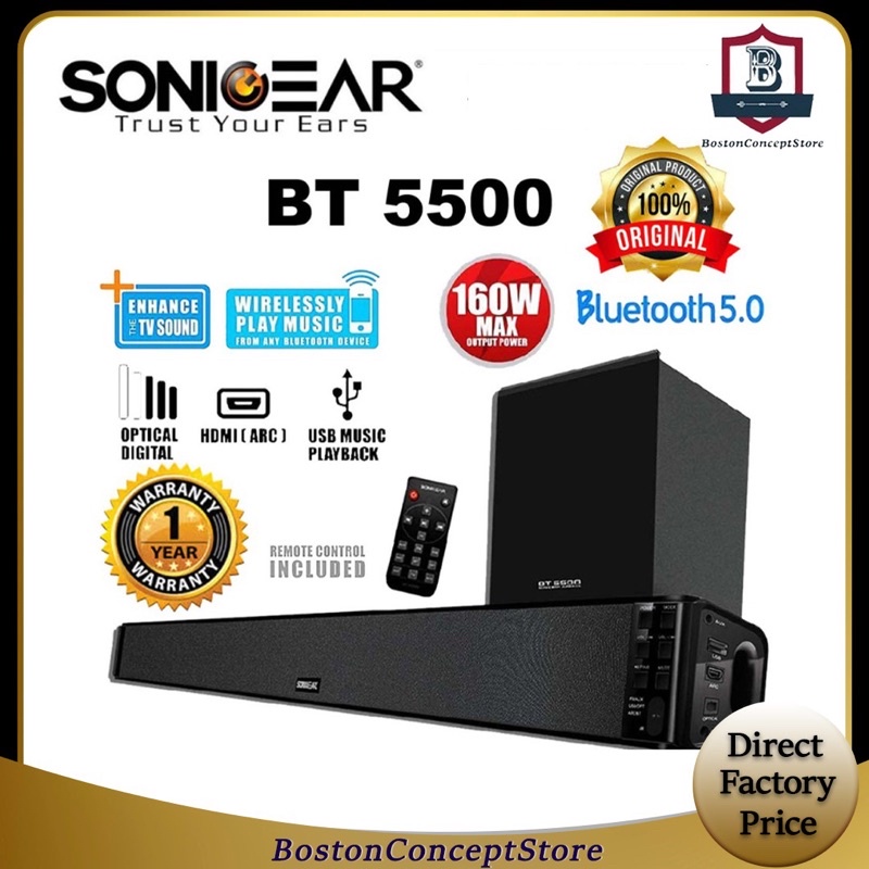 SonicGear BT5500 Sound Bar With Wireless SubWoofer Free Bubble Wrap