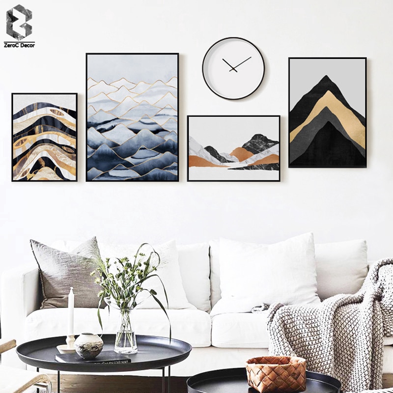 Scandinavian Geometric Canvas Posters And Prints Minimalist Nordic Style Wall Art Painting Picture For Living Room Decoration Shopee Malaysia