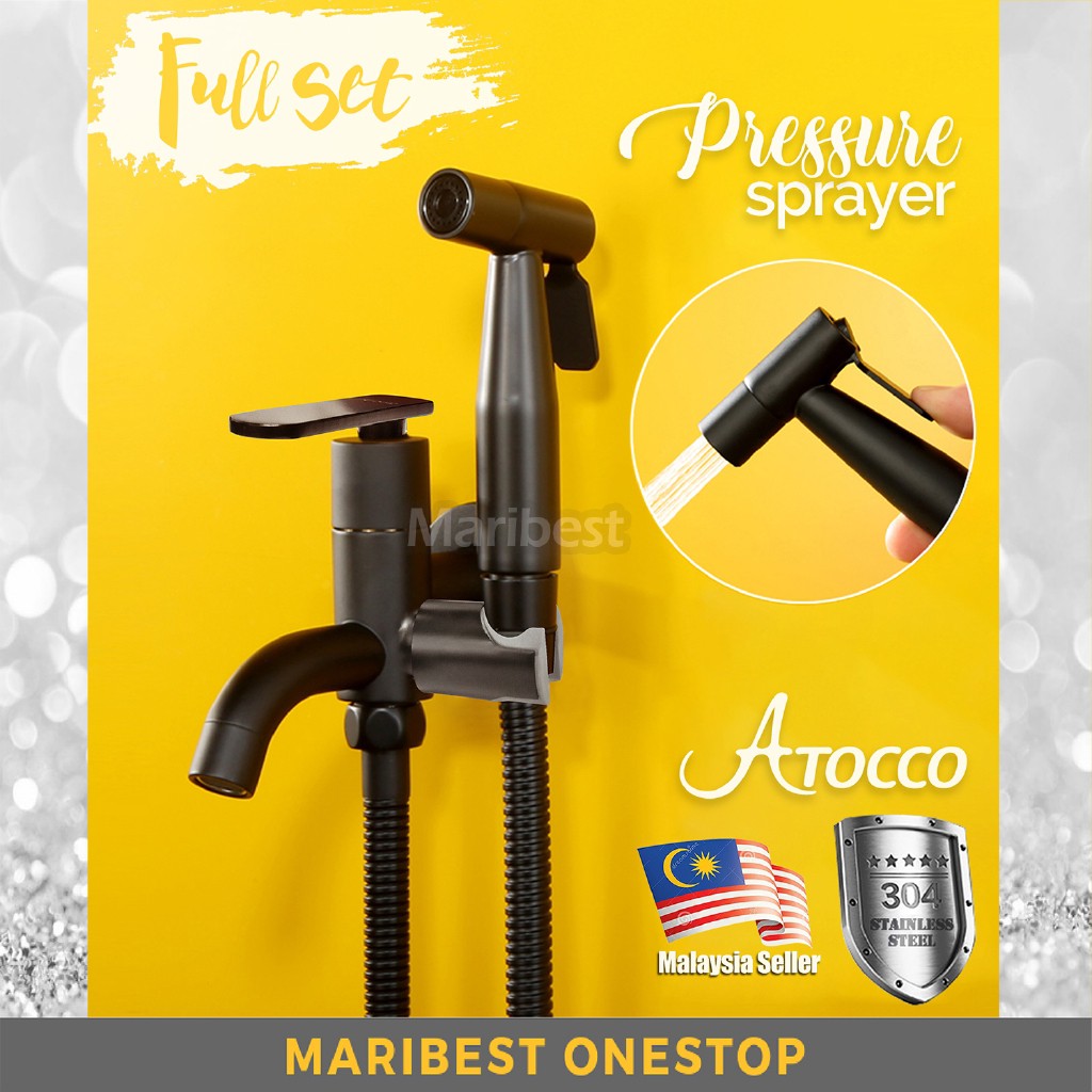 🌹[Local Seller]  AT-304569SS FULL SET 304 Stainless Steel Two Way Tap Bathroom Faucet with Bidet