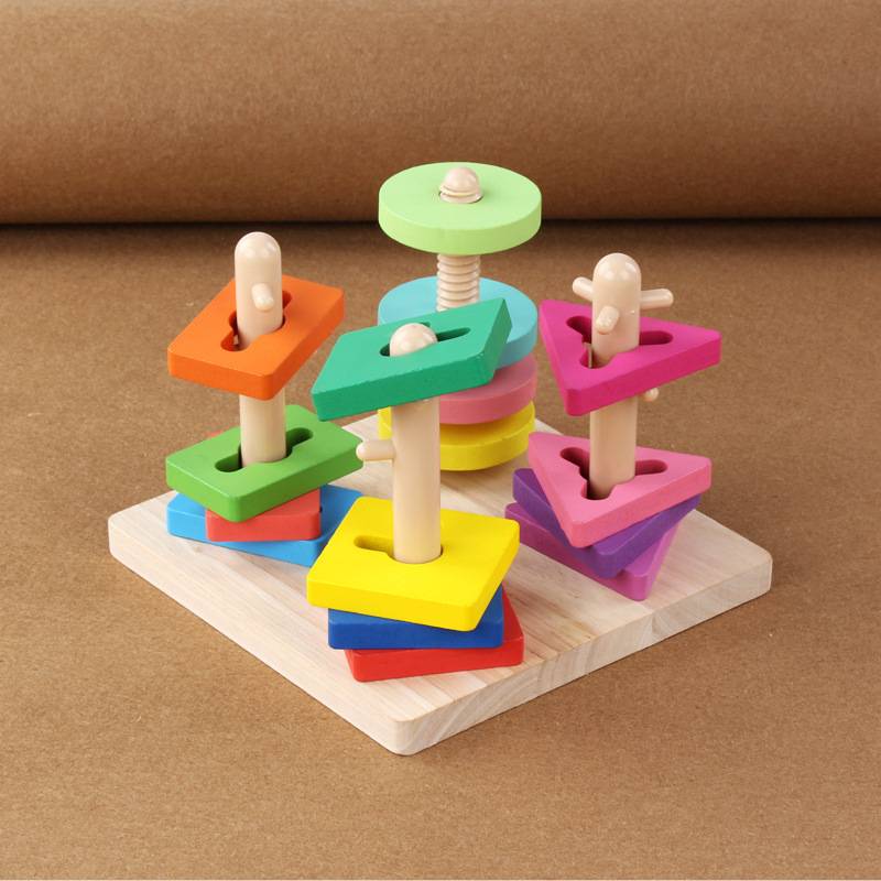 Kids educational wooden toys montessori early learning Geometric pairing Building Blocks Puzzle Small Kids Learning