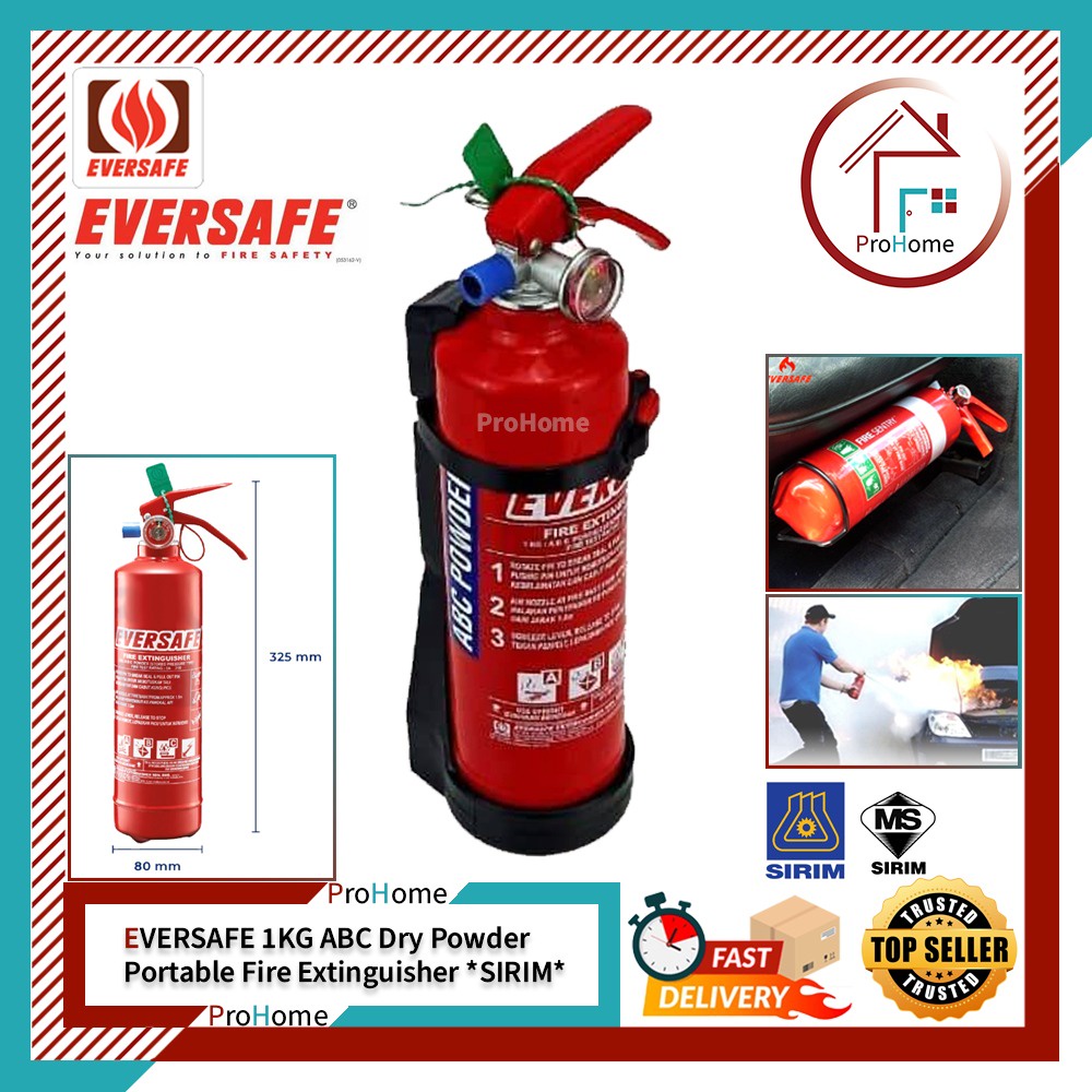 EVERSAFE 1kg ABC Dry Powder Fire Extinguisher With SIRIM Certified