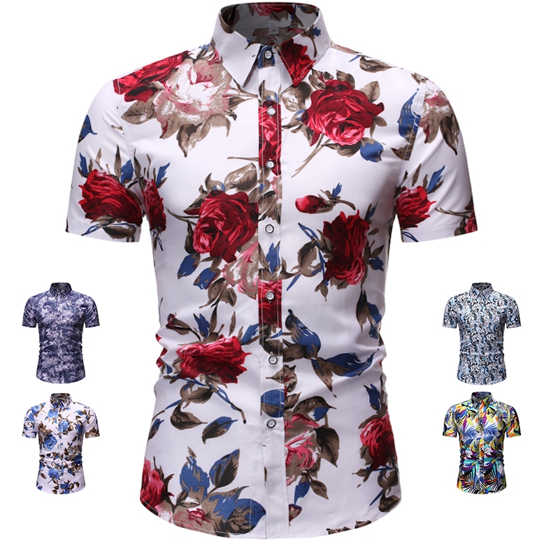 READY STOCK!5 Colors Summer Mens New Short Sleeve Slim Shirts Stand ...