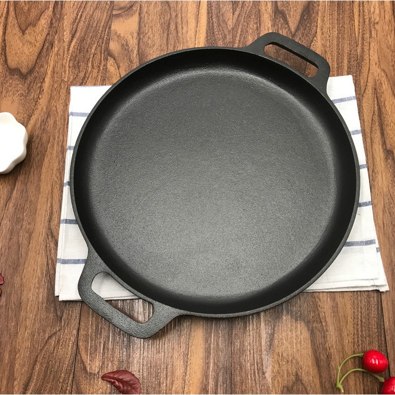 Pure Cast Iron Griddle Round Flat Pan With 2 Handles Various Sizes Shopee Malaysia