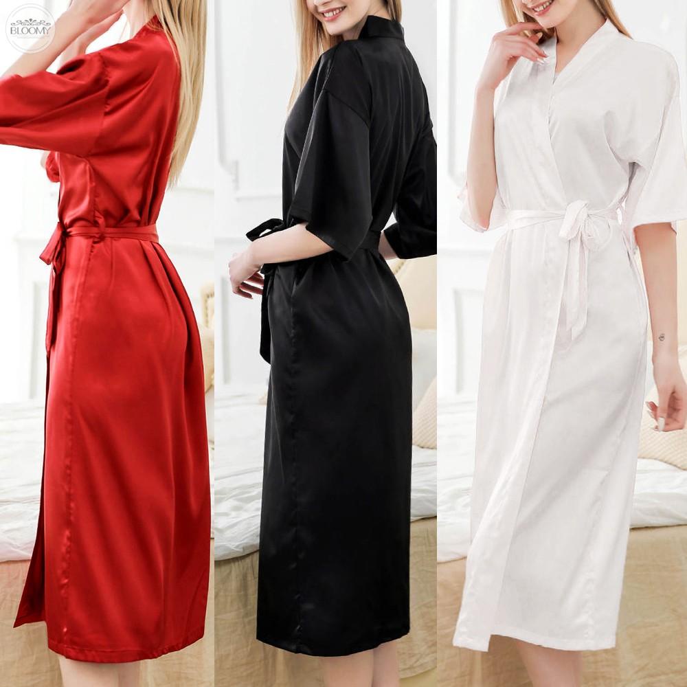 Bathrobe Pajamas Robe Satin Silk Sleepwear Wedding Dressing Gown Ladies