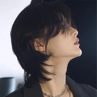 329 ** Handsome cos juvenile wolftail Hair Wig Retro Wig male Center Bangs Full Wigs Mullet Head Wig with long hair Men natural Realistic headgear