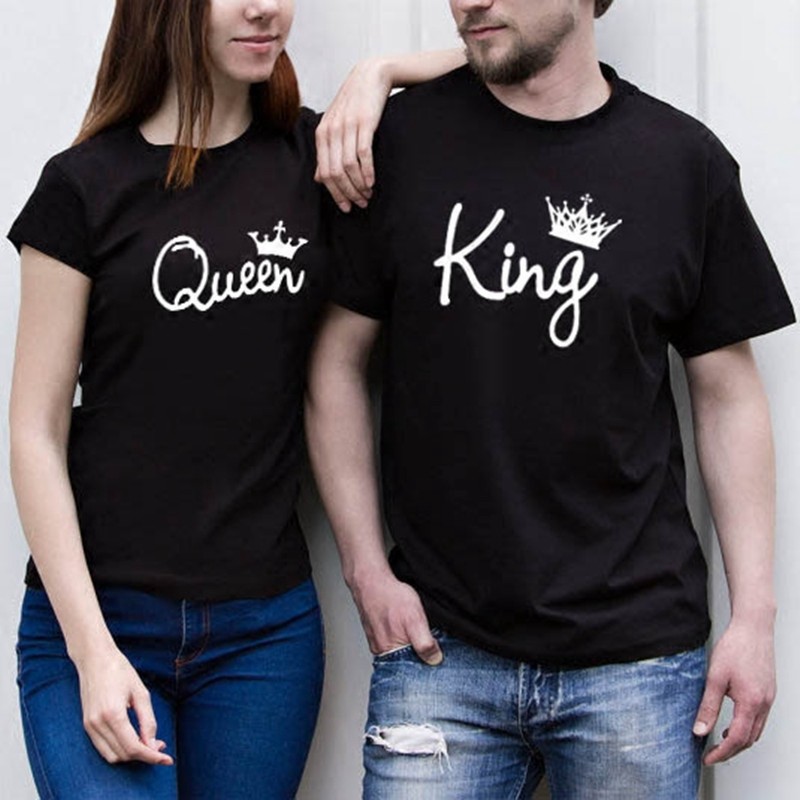 2021 Couple T-Shirt Crown King And Queen Love Matching Summer Unisex Tee Tops 