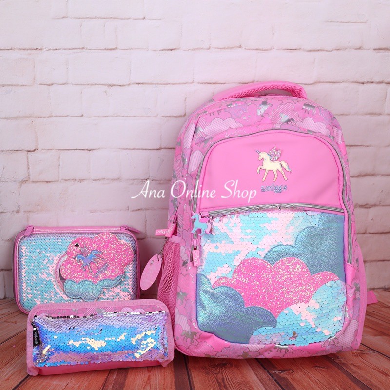 ORIGINAL SMIGGLE SET LUNAR COLLECTION PINK DREAMY UNICORNS KIDS BACKPACK BEG SEKOLAH