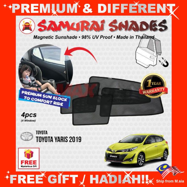 Free Toyota Yaris 2019 Onward 4pcs Samurai Shades Plug And Play Fully Magnetic Sunshade