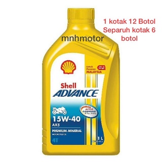 4T SHELL ADVANCE AX5 15W-40 1L API SL JASO MA 100% ORIGINAL MINYAK 