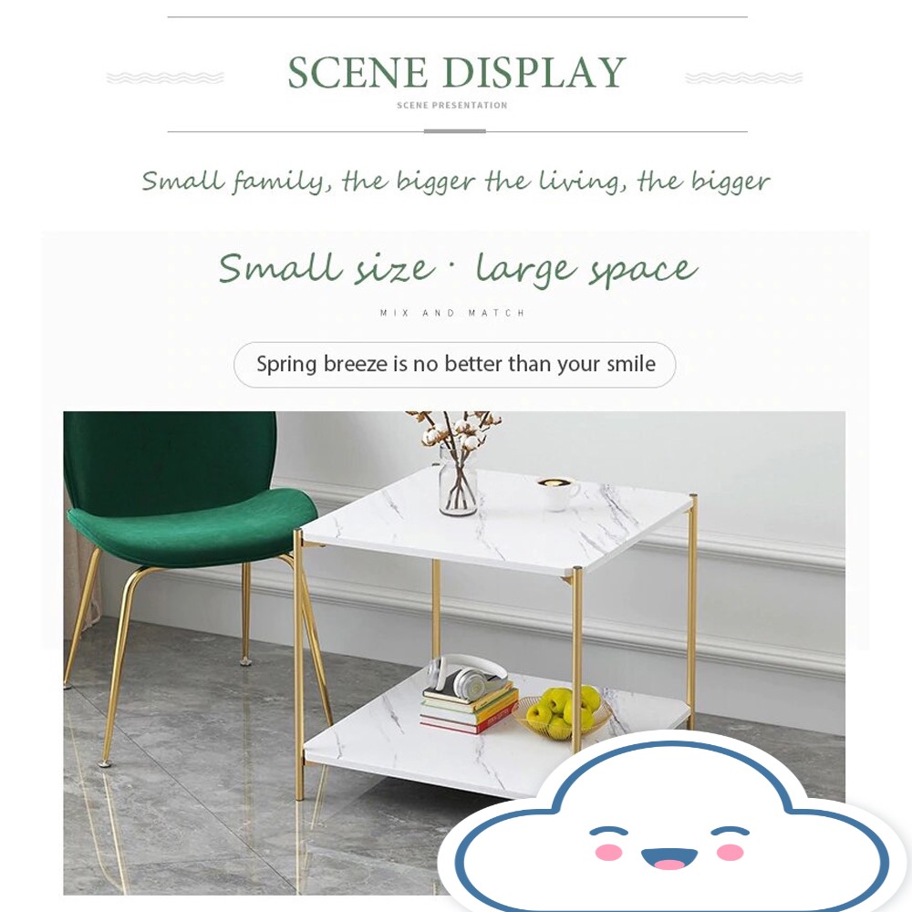 Small Coffee Marble Table 2 Layer Side Table Strap Surface Living Hall ...