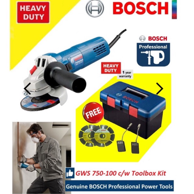 Bosch Gws 750 100 Angle Grinder Professional 750w Shopee Malaysia