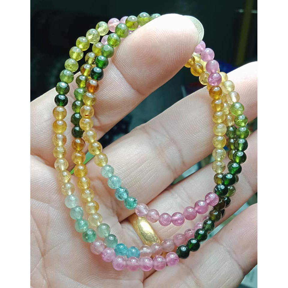 3 ( Sugar Candy Tourmaline) : 4mm : 52cm ：14grm Size：4mm Length：52cm weight：14grm