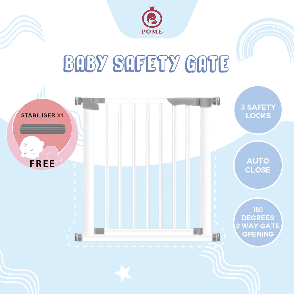Pome 3 Safety Lock Baby Gate 7784CM to147154CM Baby Safety Gate Auto