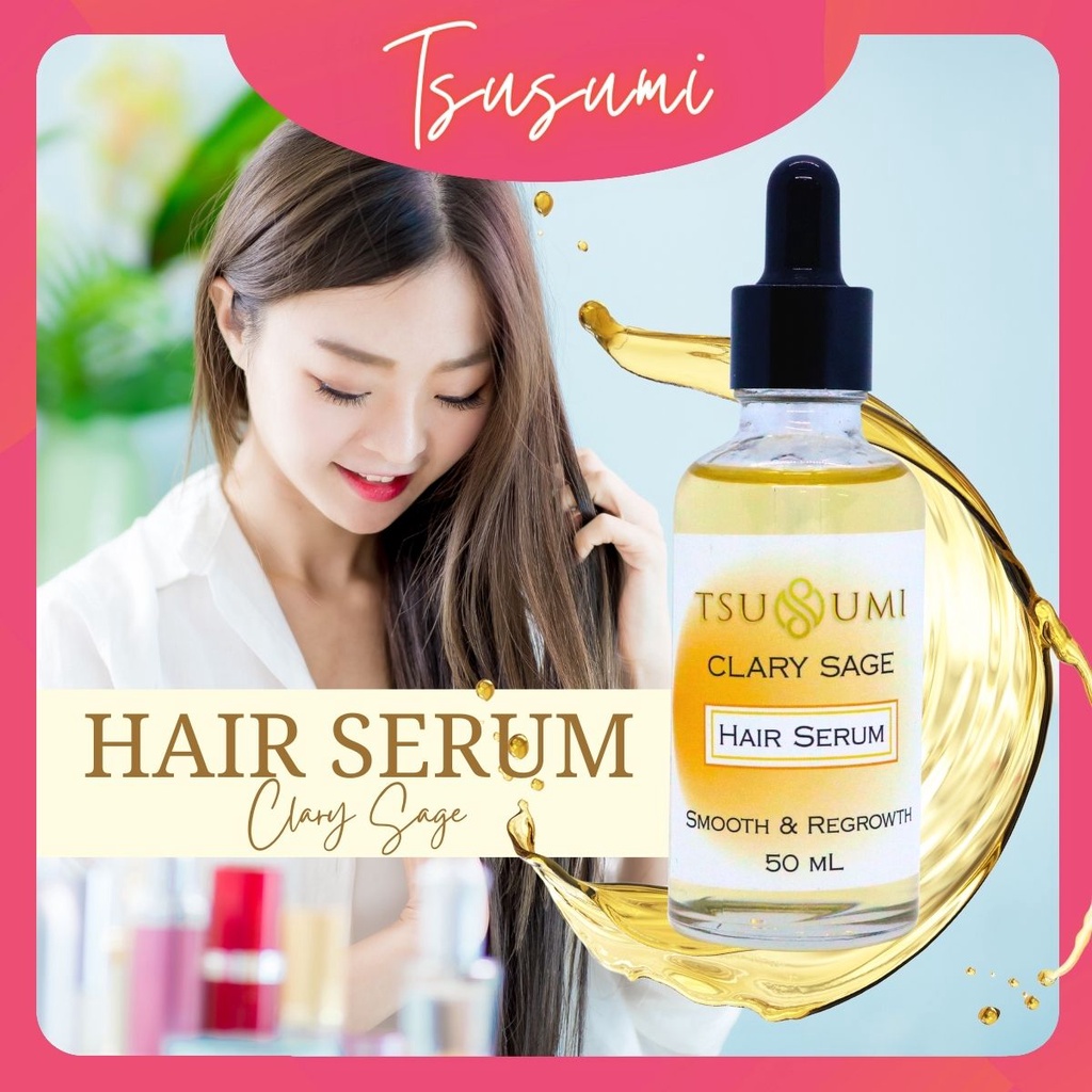 【Clary Sage Hair Serum 50ml】Serum Rambut 100% Natural Argan Oil Organic Hair Treatment Oil 护发素 头发干燥