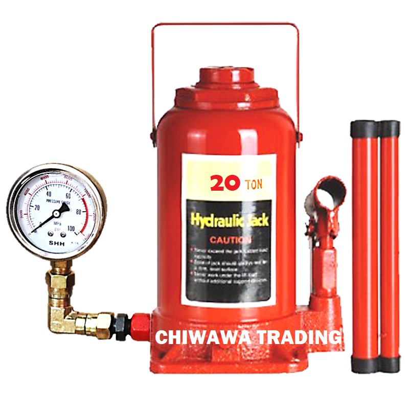 Meter Pressure Gauge 20 Ton Heavy Duty Hydraulic Floor Bottle Jack Automotive Car Van Truck Suv Emergency Kit Set