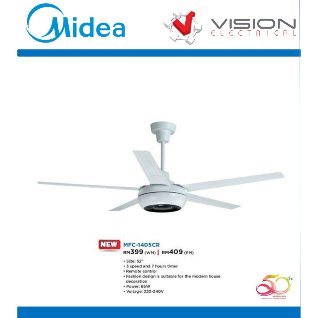 New Midea Ceiling Fan 52 With Remote Control Mfc 1405cr 3