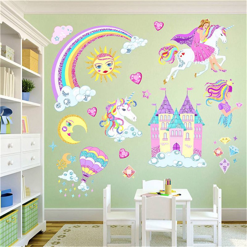 Unicorn Light Switch Sticker Cover//Children Bedroom Decoration Wall Stickers ，Self-Adhesive Florescent Switch Sticker for Nursery Boys Girls Unicorn Pink