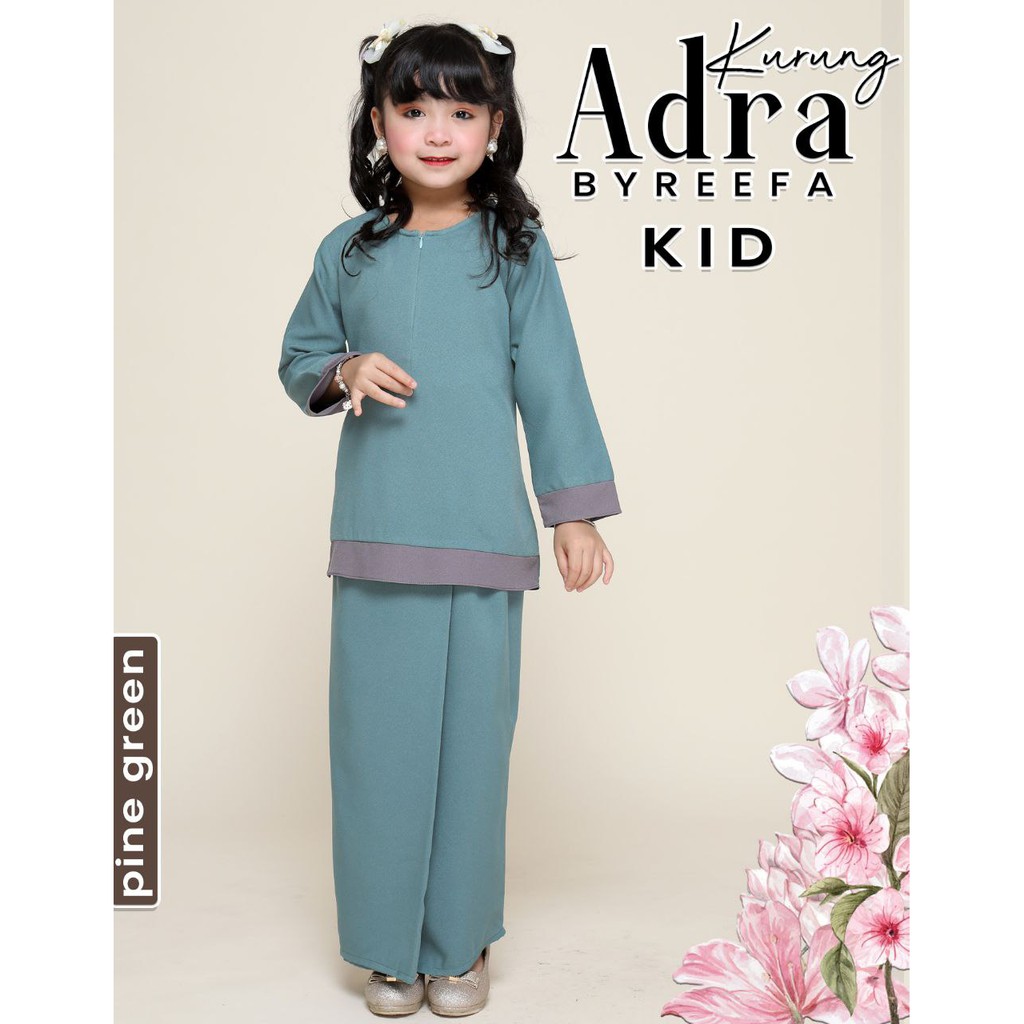  Baju  Kurung  Kedah Kanak kanak  ADRA Warna Pine Green  Size 