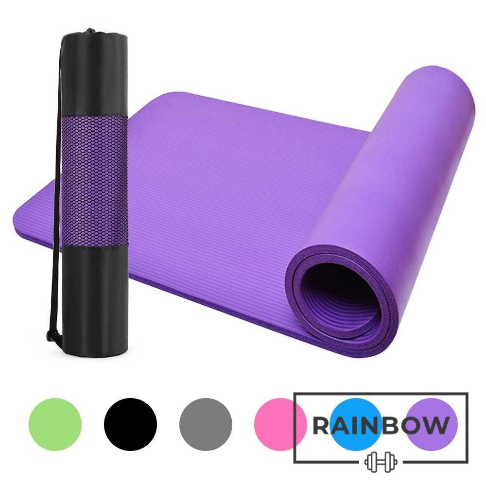 YOGA MAT FOR PILATES GYM EXERCISE CARRY STRAP 10MM THICK LARGE COMFORTABLE NBR 