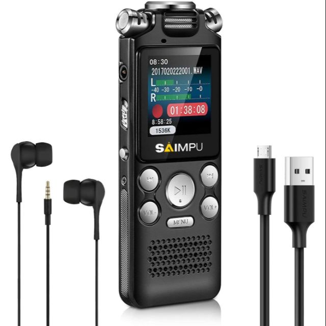 SAIMPU Digital Voice Recorder 8gb Dictaphone with Mp3 Player Spy
