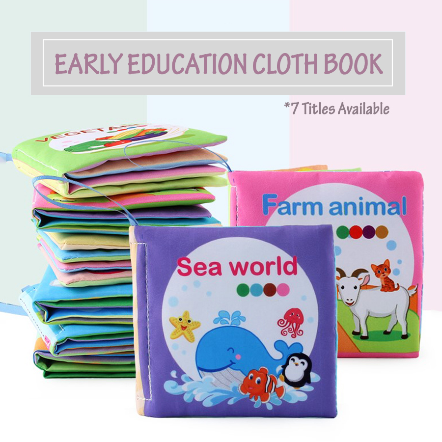 Baby Newborn Early Education Soft Cloth Book Fabric Reading Learning Material Cartoon Soft Book Buku Bayi Tak Koyak