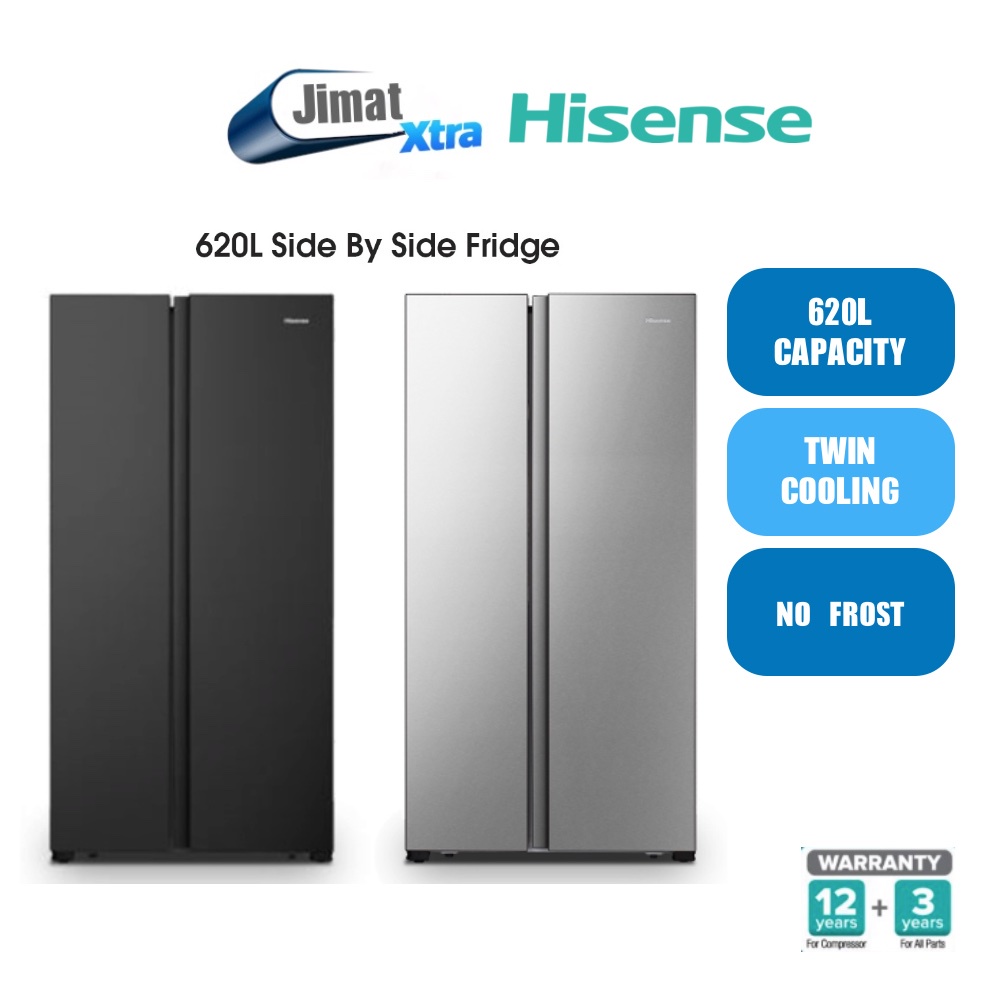 Hisense Side by Side Silver / Black 620L Refrigerator Fridge RS666N4ACN