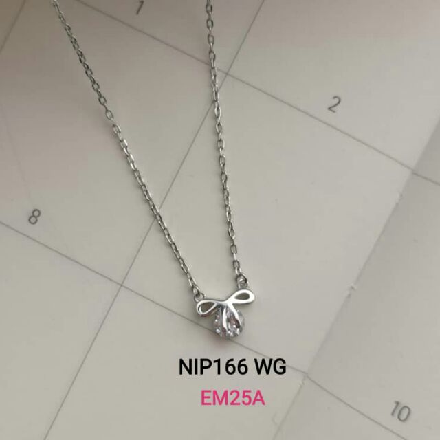 Silver 925celup Emas Putih Rantai Leher