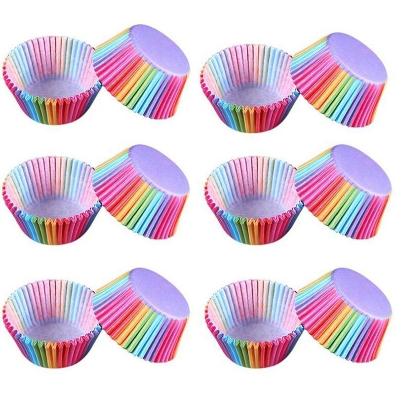 Mini Rainbow Cupcake Cases Paper Cake Molds 400 Pieces 印象のデザイン