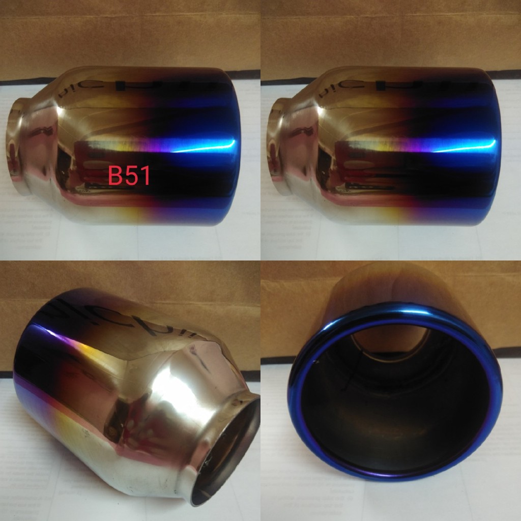CAR EXHAUST ROUND TIPS END WITH TITANUM BLUE 3" STRAIGHT Shopee Malaysia