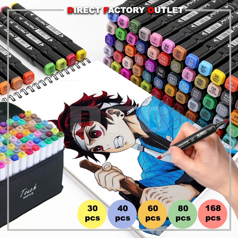 TOUCHFIVE Markers Pen Set 30/40/60/80/168 Color Animation Sketch