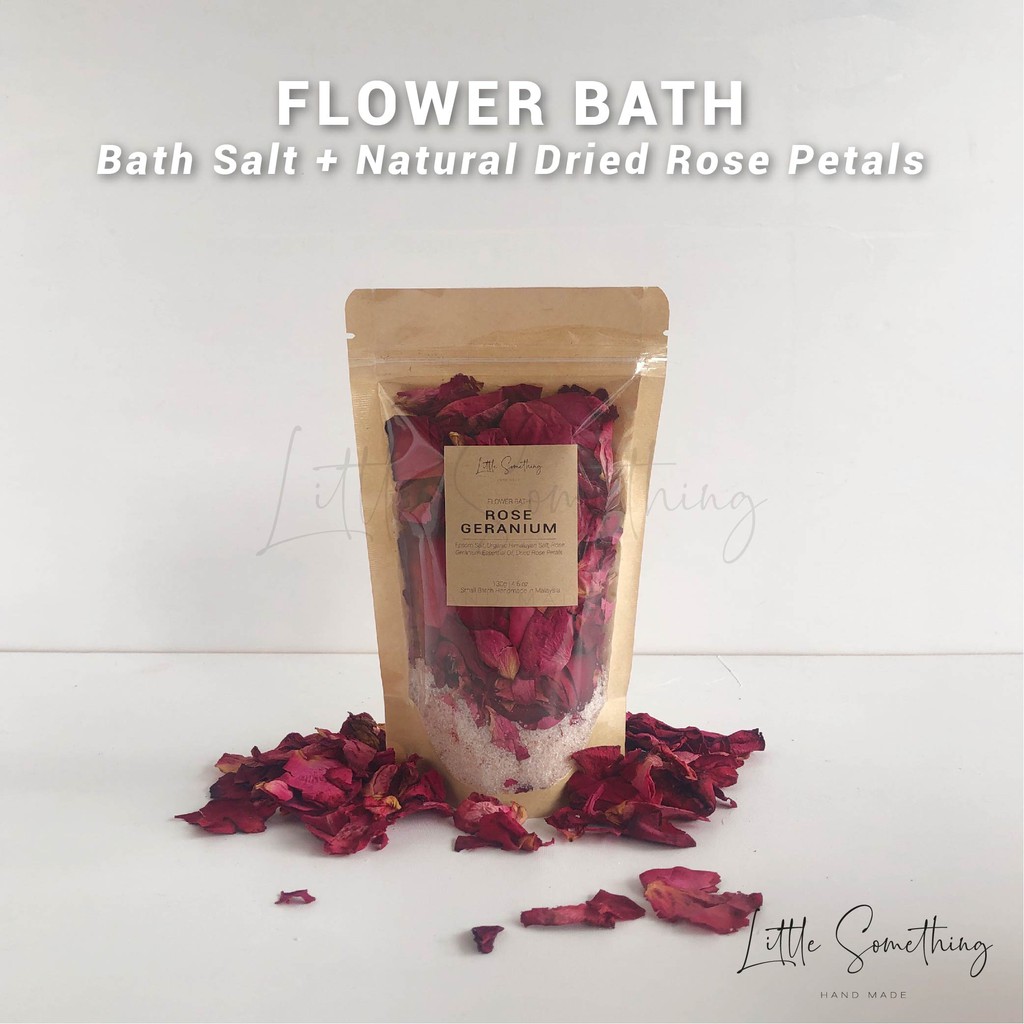 Dried Flower Bath Salt 250g Foot Bath Soak Epsom Lavender Rose Handmade