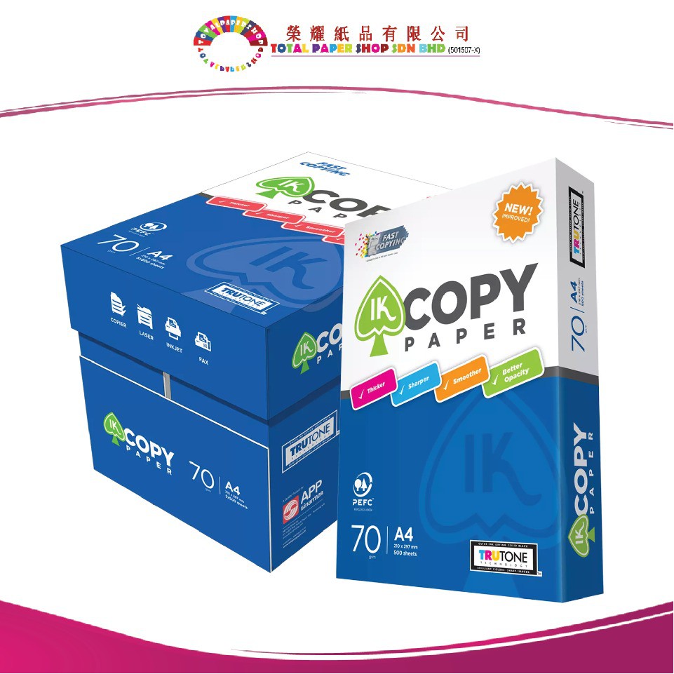 IK COPY A4 PAPER 70GSM & 80GSM 500SHEET (5REAMS/BOX) | Shopee Malaysia