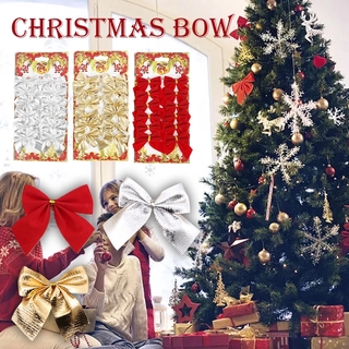 12pcs/Set Christmas Bowknot Xma Tree Decoration,Gold Silver Red Bow Tie for Xmas Party Decoration